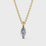 Leaf Gold Necklace with Lab-Grown Marquise Cut Diamond 